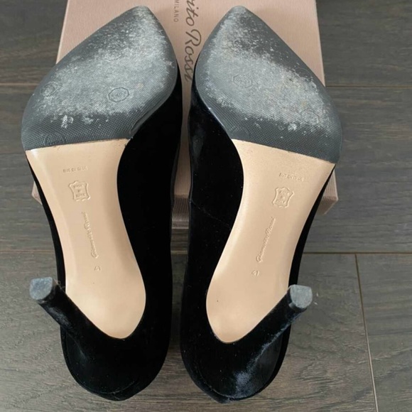 Gianvitto Rossi Satin Trimmed Velvet Tuxedo Pumps - Picture 5 of 5